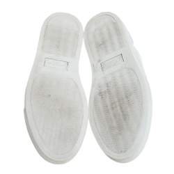 Pre Owned Lanvin Off-White Leather Lace Up Sneakers Size 39