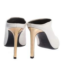 Pre Owned Lanvin White Leather Pointed Toe Mules Size 38.5