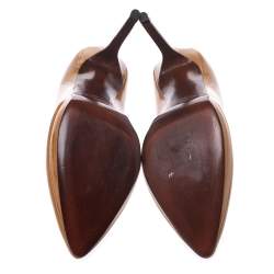 Pre Owned Lanvin Yellow Ochre Patent Leather Pointed Toe Platform Pumps Size 39