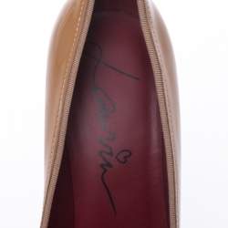 Pre Owned Lanvin Yellow Ochre Patent Leather Pointed Toe Platform Pumps Size 39