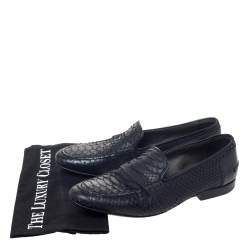 Pre Owned Lanvin Black Python Penny Loafers Size 40