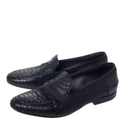 Pre Owned Lanvin Black Python Penny Loafers Size 40