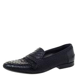 Pre Owned Lanvin Black Python Penny Loafers Size 40