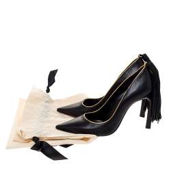 Pre Owned Lanvin Black Leather Tassel Embellished Pumps Size 36