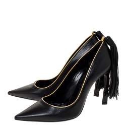 Pre Owned Lanvin Black Leather Tassel Embellished Pumps Size 36