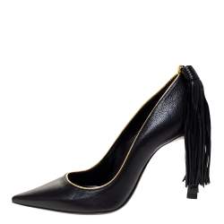 Pre Owned Lanvin Black Leather Tassel Embellished Pumps Size 36