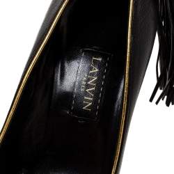 Pre Owned Lanvin Black Leather Tassel Embellished Pumps Size 36