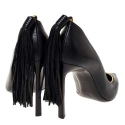 Pre Owned Lanvin Black Leather Tassel Embellished Pumps Size 36