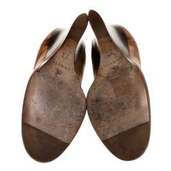 Pre Owned Lanvin Brown Leather Wedge Pumps Size 36