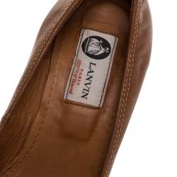 Pre Owned Lanvin Brown Leather Wedge Pumps Size 36