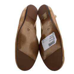 Pre Owned Lanvin Beige Patent Leather Scrunch Ballet Flats Size 36.5 