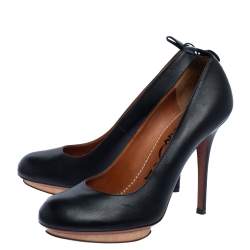 Lanvin Black Leather ETE 2010 Platform Pumps Size 37.5