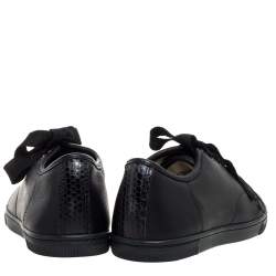 Pre Owned Lanvin Black Leather Lace Up Low Top Sneakers Size 37
