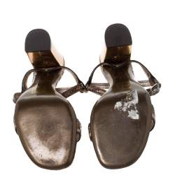 Lanvin Brown Python Leather Block Heel Ankle Strap Sandals Size 39