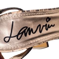 Lanvin Brown Python Leather Block Heel Ankle Strap Sandals Size 39