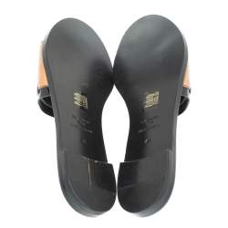 Pre Owned Lanvin Brown Leather Flat Slides Size 41