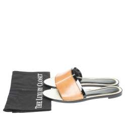 Pre Owned Lanvin Brown Leather Flat Slides Size 41