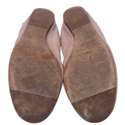 Pre Owned Lanvin Grey Leather Scrunch Ballet Flats Size 39.5