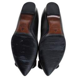 Pre Owned Lanvin Black Leather Pointed Toe Slip on Ballet Flats Size 36.5