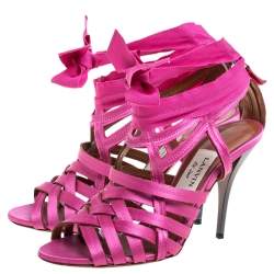Lanvin Pink Satin Strappy Ankle Wrap Sandals Size 38