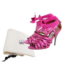 Lanvin Pink Satin Strappy Ankle Wrap Sandals Size 38