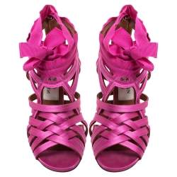 Lanvin Pink Satin Strappy Ankle Wrap Sandals Size 38