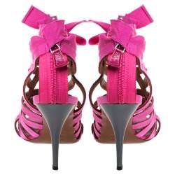 Lanvin Pink Satin Strappy Ankle Wrap Sandals Size 38
