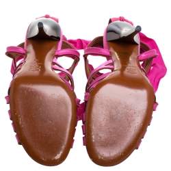Lanvin Pink Satin Strappy Ankle Wrap Sandals Size 38