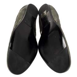 Pre Owned Lanvin Green Shimmery Fabric Scrunch Ballet Flats Size 38.5