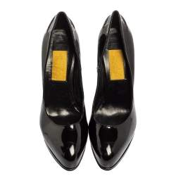 Pre Owned Lanvin Black Patent Leather Platform Pumps Size 38