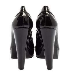 Pre Owned Lanvin Black Patent Leather Platform Pumps Size 38