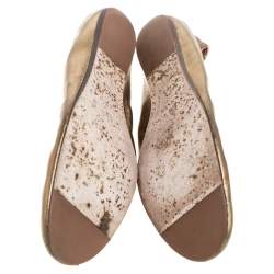 Pre Owned Lanvin Metallic Gold Leather Ballet Flats Size 40