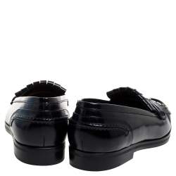 Pre Owned Lanvin Black Leather Fringe Loafers Size 39