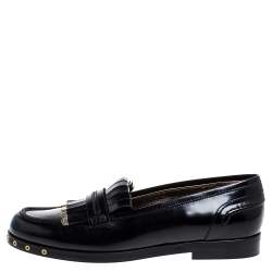 Pre Owned Lanvin Black Leather Fringe Loafers Size 39