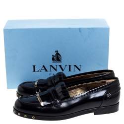 Pre Owned Lanvin Black Leather Fringe Loafers Size 39