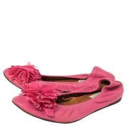 Pre Owned Lanvin Pink Leather Ballet Flats Size 40