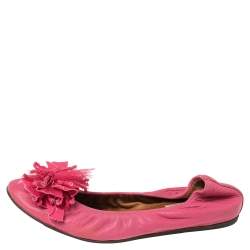 Pre Owned Lanvin Pink Leather Ballet Flats Size 40