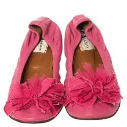 Pre Owned Lanvin Pink Leather Ballet Flats Size 40