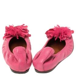 Pre Owned Lanvin Pink Leather Ballet Flats Size 40