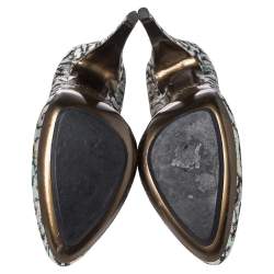 Pre Owned Lanvin Multicolor Shimmer Fabric Slip On Pumps Size 38.5