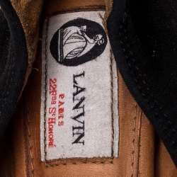 Pre Owned Lanvin Black Suede Crystal Embellished Ballet Flats Size 38