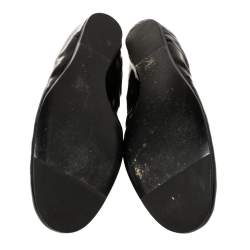 Pre Owned Lanvin Black Patent Leather Scrunch Ballet Flats Size 42