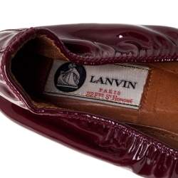Pre Owned Lanvin Burgundy Patent Leather Scrunch Ballet Flats Size 42