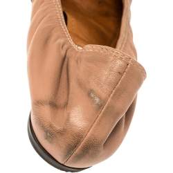 Lanvin Nude/Silver Leather Scrunch Ballet Flats Size 37