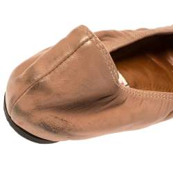 Lanvin Nude/Silver Leather Scrunch Ballet Flats Size 37