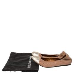 Lanvin Nude/Silver Leather Scrunch Ballet Flats Size 37