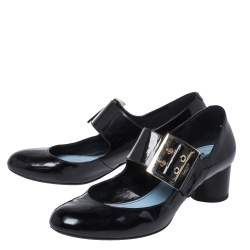 Pre Owned Lanvin Black Patent Leather Mary Jane Pumps Size 38