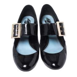 Pre Owned Lanvin Black Patent Leather Mary Jane Pumps Size 38
