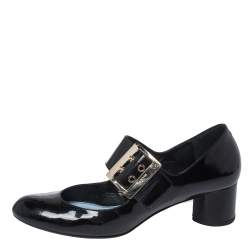 Pre Owned Lanvin Black Patent Leather Mary Jane Pumps Size 38