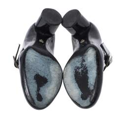 Pre Owned Lanvin Black Patent Leather Mary Jane Pumps Size 38